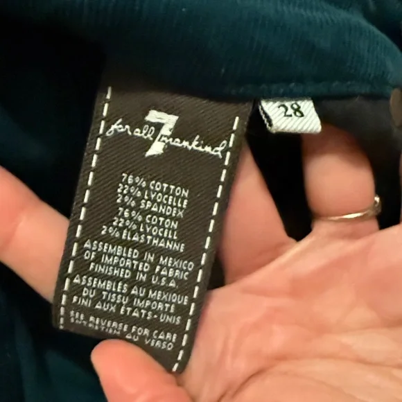 7 For All Mankind Teal Skinny Corduroys - Picture 8 of 8